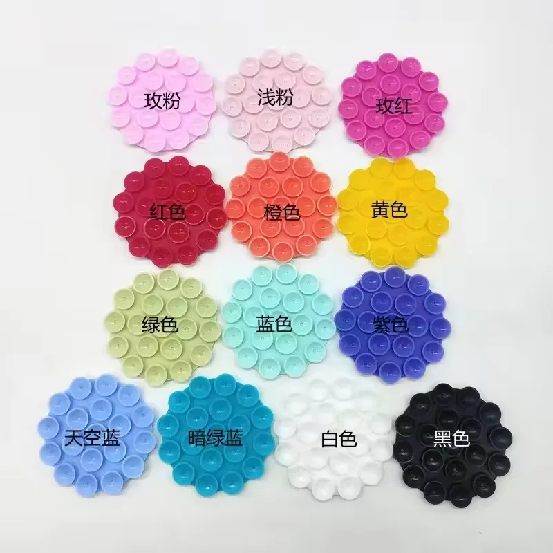 Round silicone pad for mobile phone holder and portable charger with suction cups and Self Adhesive suction cup