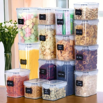 12set Bulk Grain Clear Airtight Storage Box Kitchen Food Storage Tank Stackable Snack Dried Fruit Storage Tank Container