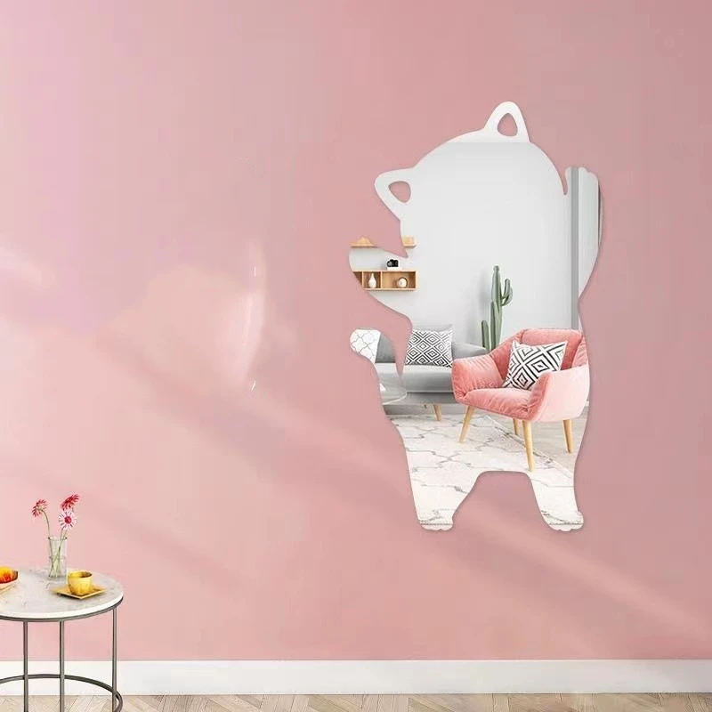 Rectangular Bathroom Acrylic Butterfly Shape Mirror Wall Mounted PS Mirror Stickers Decorative for Home Gym Door