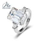 3 Stone Ring Wedding Rings Hot Sale Design 3 Stone Ring Emerald Cut Center Moissanite Diamonds White Moissanite Wedding Ring