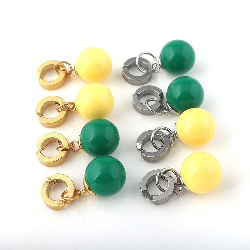 New Super Vegetto Potara Earrings Green And Yellow Bead Dangle Ear Clip for  Women Men Jewelry