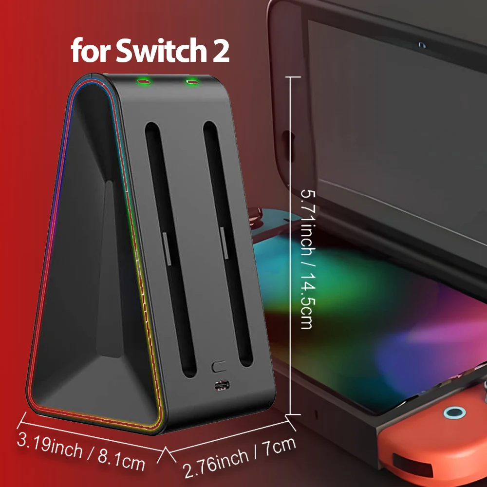 RGB LED Light Colorful 4-in-1 Charging Dock Stand Station Base for