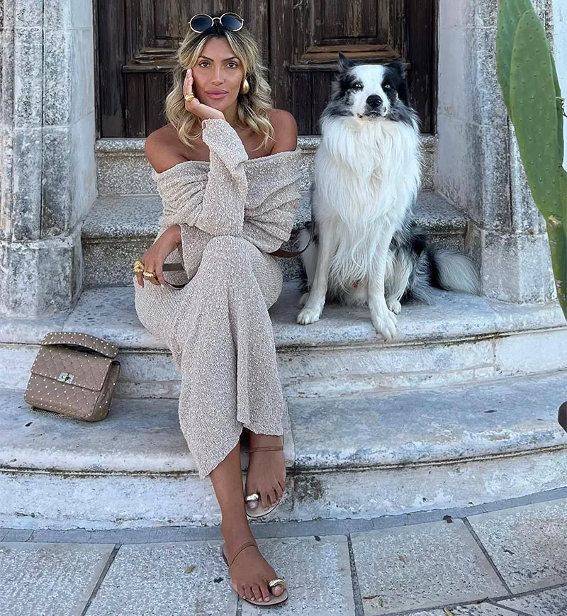 Knit Hollow Out off-Shoulder Maxi Dress Perfect for Parties - Main Image