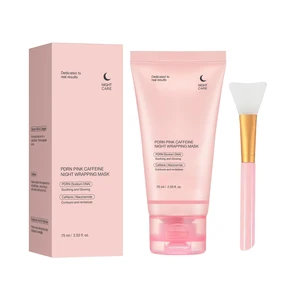 No Logo Beauty Face Skin Care Hydrating Anti Aging Wrinkle Pink PDRN Caffeine Collagen Night Wrapping Face Mask