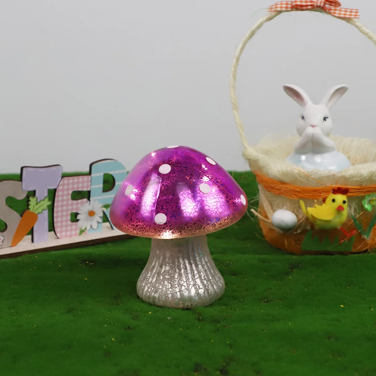 Modern Colorful Glass Bedside Nightstand Decoration Battery Operated Glass Mushroom LED Light Lamp Ornaments