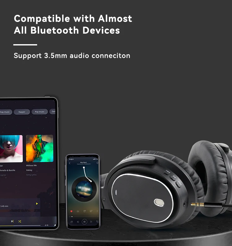 Wireless Headphones With Active Noise Cancellation And Microphone_voghion.com