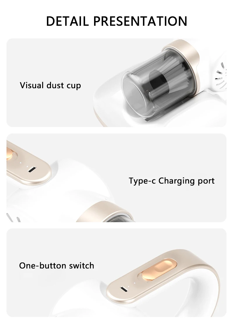 Handheld Mattress Vacuum Cleaner Powerful Deep Cleaning Machine with UV Lamp Dust Mite Sensor Bed Mattresses Vacuum 100W