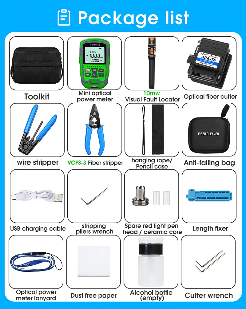 COMPTYCO AUA-MC70 rechargeable Optical power meter red light source all-in-one machine 15mw - 70+~10dbm optical fiber tool kit factory