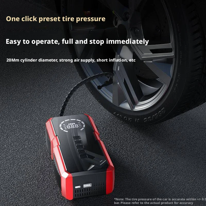 4 In1 Portable Tire Inflator Car Jump Starter With air Pump 12V 10000MAh LED Light Emergency Car Battery Jump Starter Power Bank