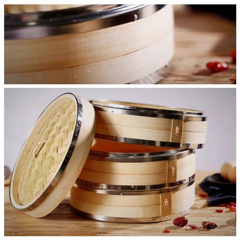 11 Wood Steamer Basket - Eco-Friendly Bamboo Dim Sum Cooker