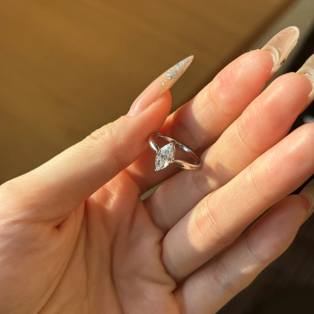 KAKODIY Wedding 925 Sterling Silver Women's Promise 5A Zirconia Water Drop Romantic Elegant Ring detail 1