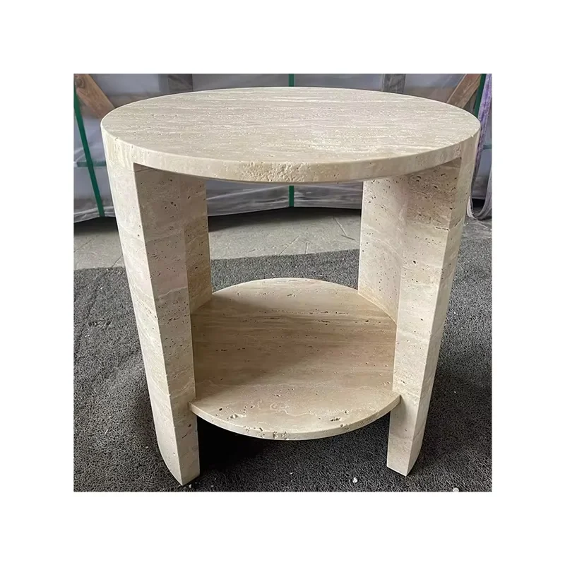product high quality modern wabi sabi style advanced sense travertine stone coffee table for bedroom living-2