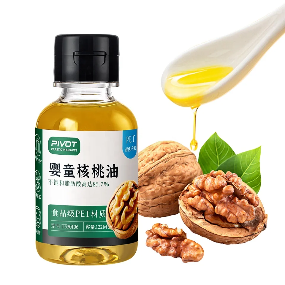 Supply PET 122ml 325ml 525ml clear Food Grade Coconut Oil Round Plastic Olive Oil Bottle