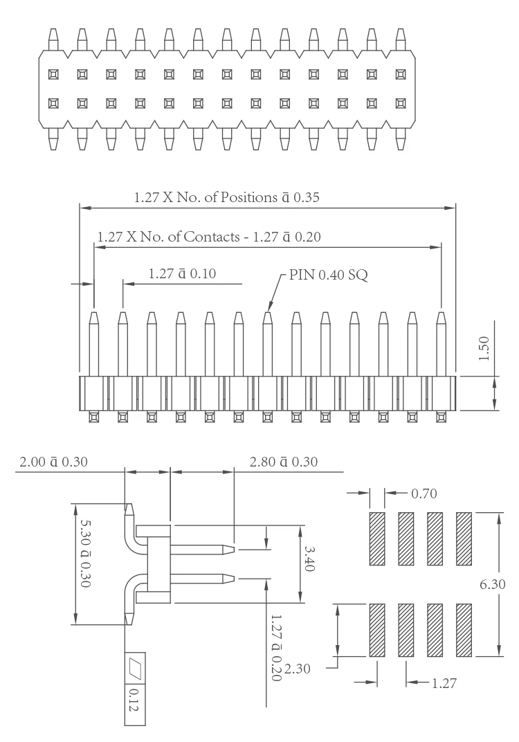 Header Pin Spec Pin Header Manufacturer Connector Board To Board 1.27mm Pitch Pin ...