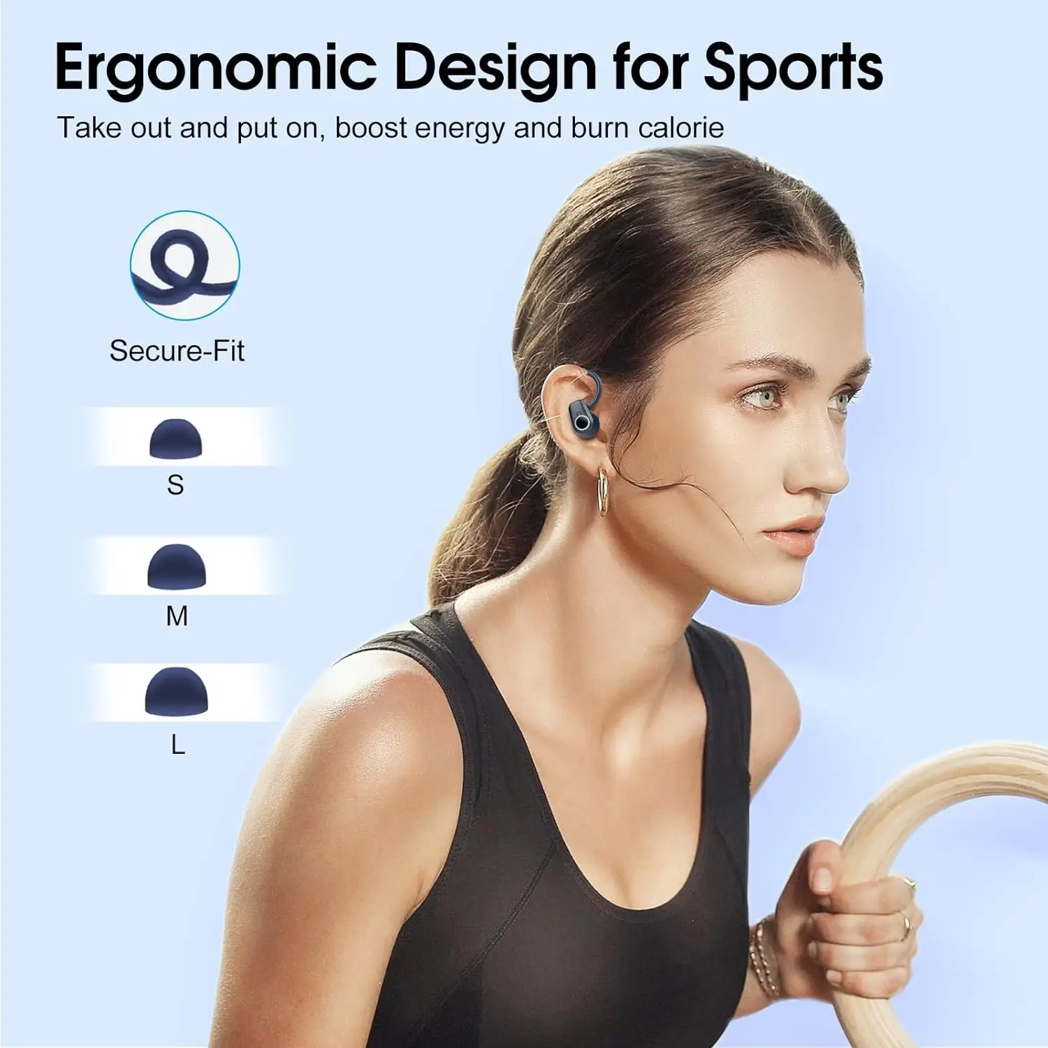 Huien Wireless Earphones Ip7 Waterproof Sports Bluetooth 5.3 Headphones
