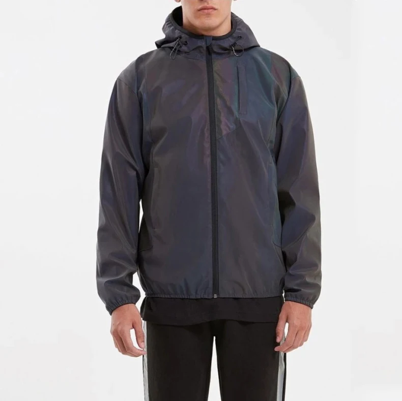 Latest Fabric Design Full Zip Reflective Windbreaker Jacket for Men