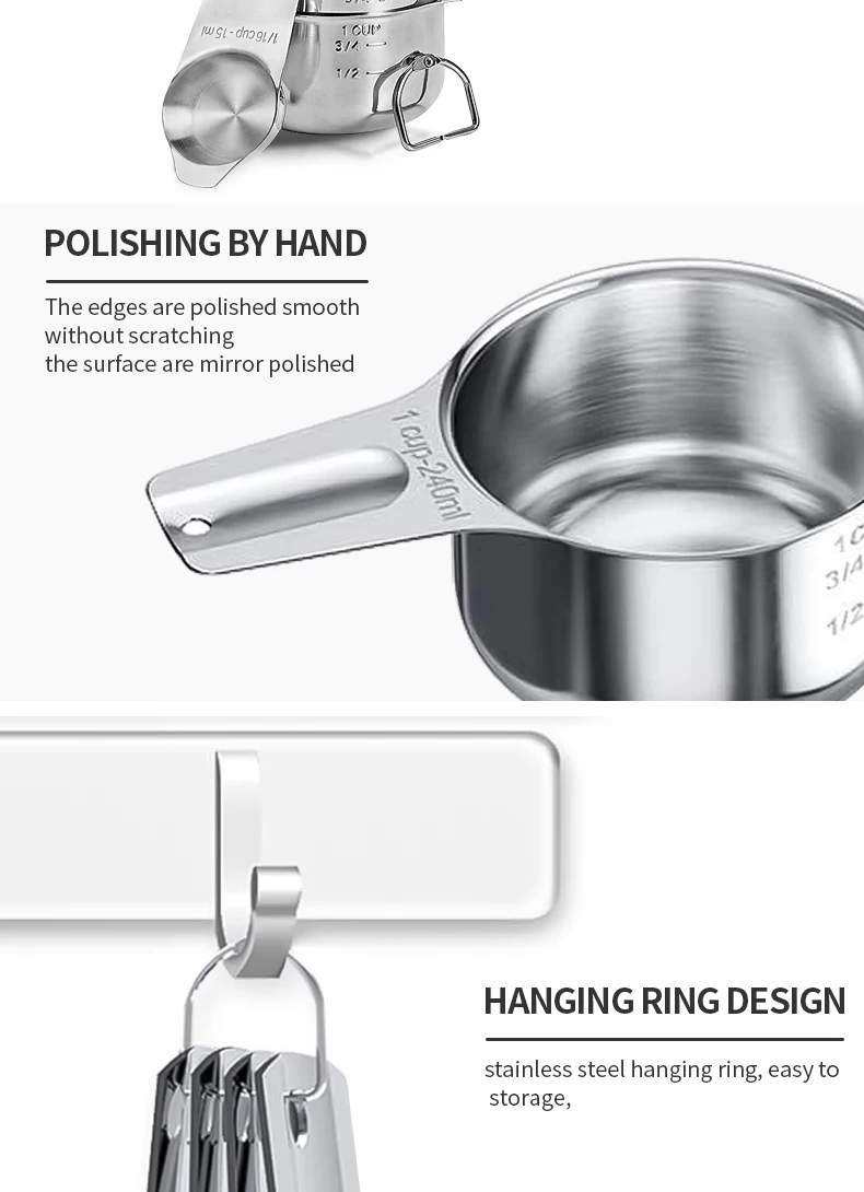 Stainless Steel Measuring Cup and Spoon Set for Cooking