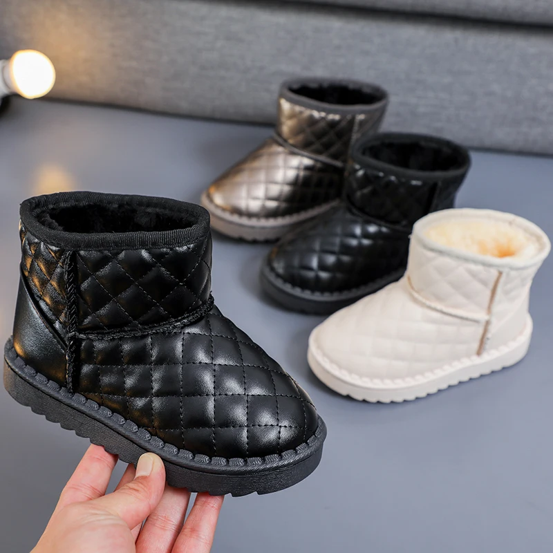 Moyo водонепроницаемые нейлоновые стеганые ботинки на плоской подошве под заказ детские меховые резиновые ботильоны для дождя из ЭВА зимние ботинки для детей