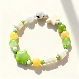 Cute Bracelet with Colorful Beads Safe Material Cartoon Star Design Perfect for Fashion Accessory