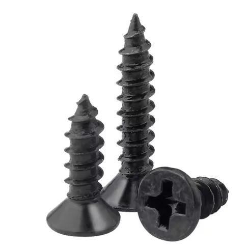 Direct deal carbon steel Cross flat head self tapping screw Black ISO 4mm Black Screws for Wood Box