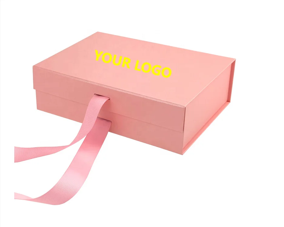 Luxury Gift Box Packaging Cardboard Custom Logo Pink Magnetic Wig ...