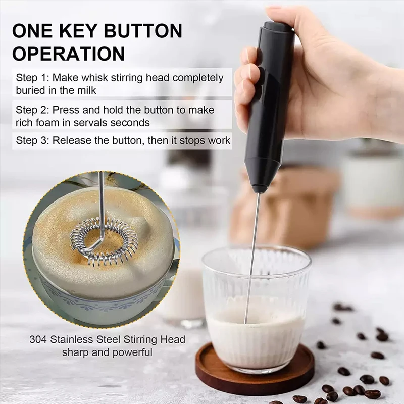 1pc Electric Milk Frother, Handheld Battery Operated Coffee Whisk,  Household Automatic Foam Maker With 2 Aa Batteries Required