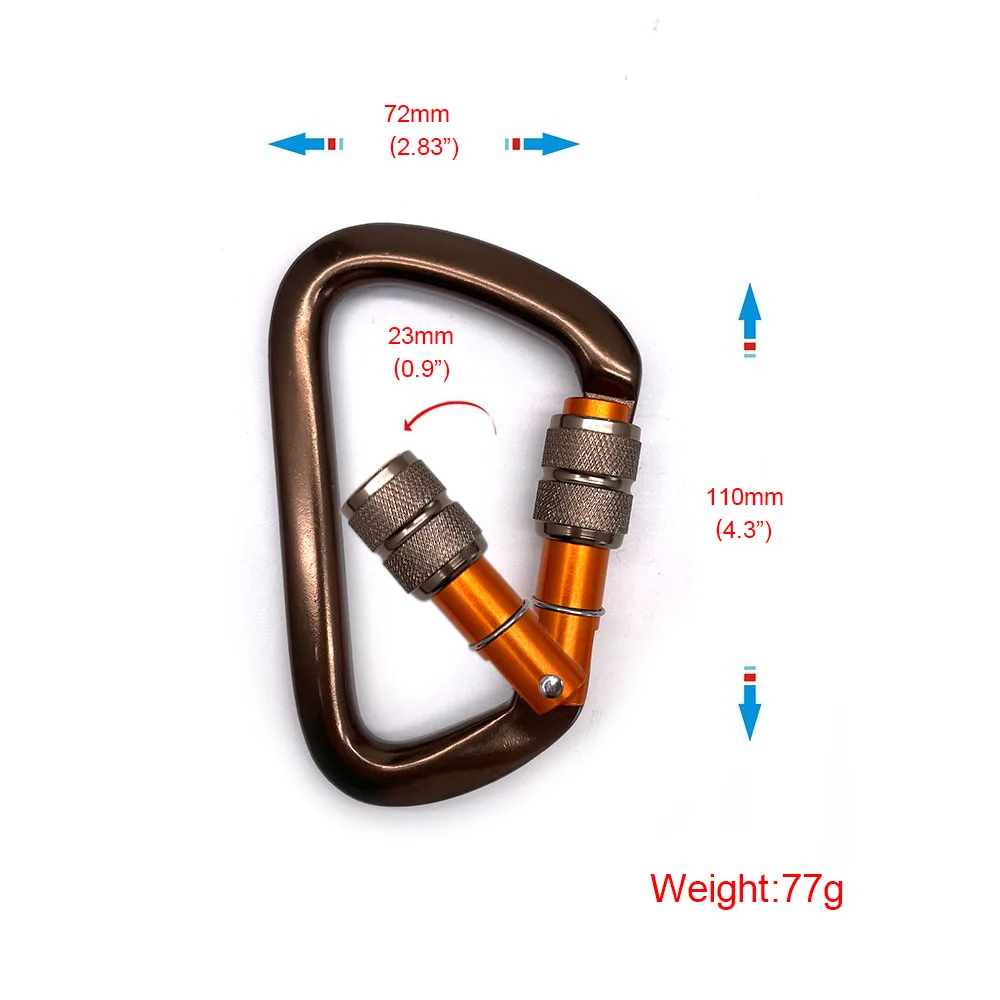 Safety Aluminum Hook Clip Ultra-Light Locking Aluminum D-shape Carabiner Strong mosquetones de escalada de 25kn Safety EN CE