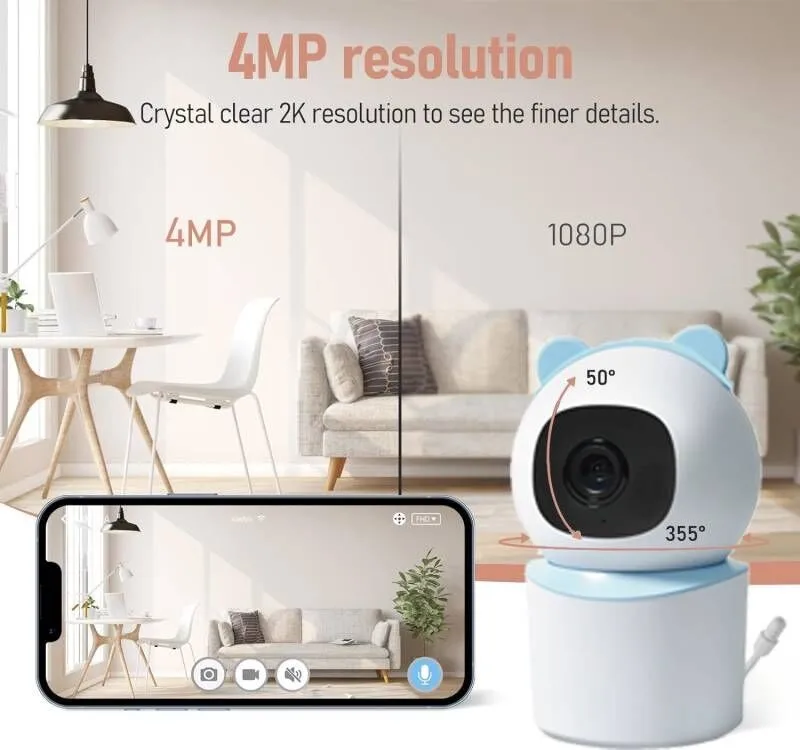 Baby Monitor with Camera Wifi 4MP HD Cry Babies Nanny - Main Image