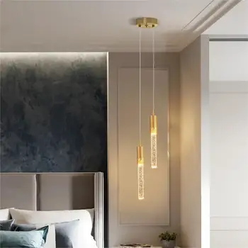 Modern simple metal acrylic single hanging pendent lamp with warm light effect for bedside kitchen island decoration