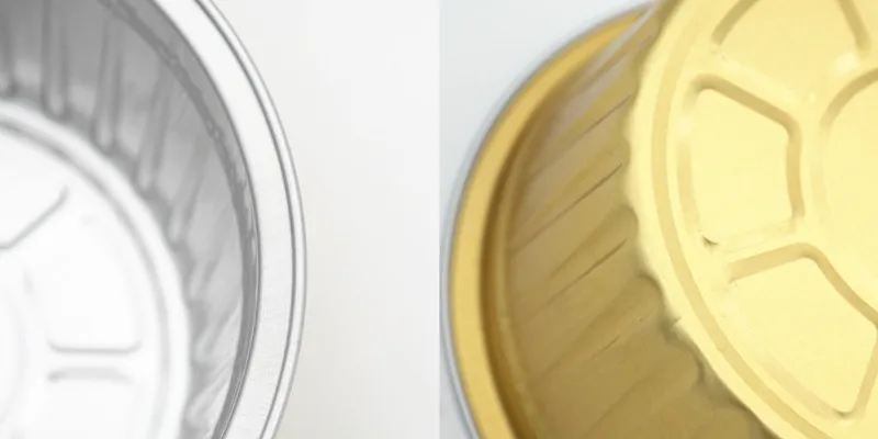product food grade thickening 960ml gold color disposable round take away food box deep cake pan aluminum foil tray with plastic lid-4