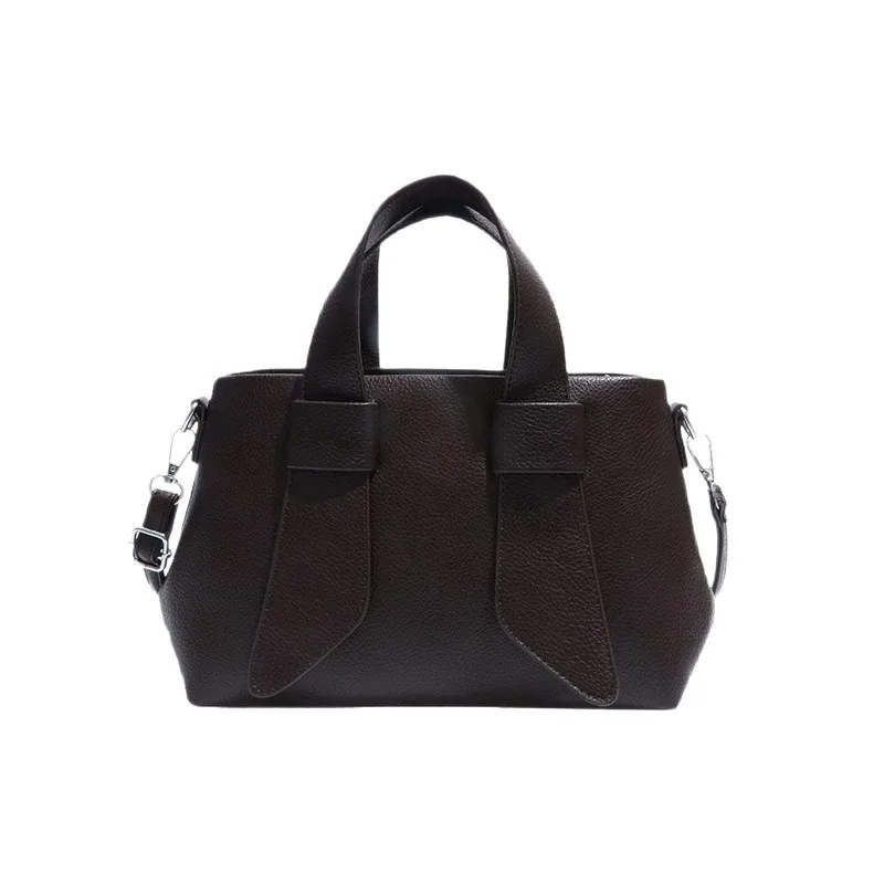 Vintage Cross-border Retro Women's Autumn Winter Medium Zipper Closure Large Capacity Fashionable PU Eco-Friendly Tote Bag