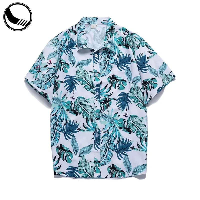 Loose Hawaiian Oversized Drop Shoulder Long Sleeve Kid Casual Loose Beach Hawaiian Shirt Beach Shirts Men factory