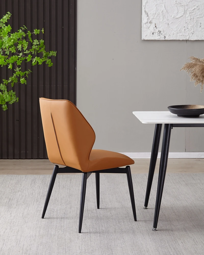 Modern Dining Room Chair Home Dining Room Furniture Black Steel Legs Italian Style Leather