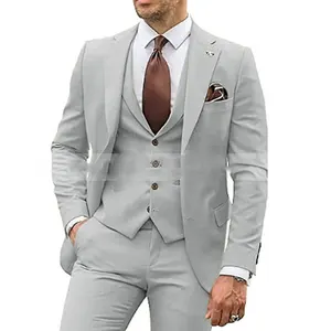 Europe United States Slim-Fit Men's Three-Piece Best Man Banquet Dress Single Breasted Plus Size Feature for Bridegroom Blazers