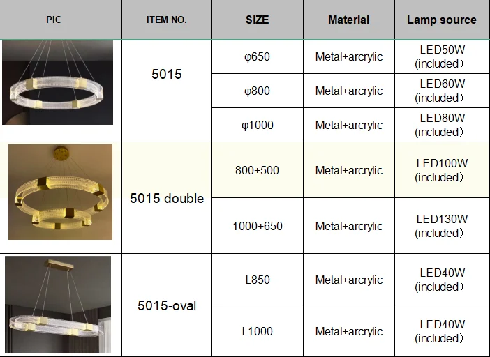 Modern Chandelier Pendant Lamp Circle Pendant Light Nordic living room acrylic chandelier light