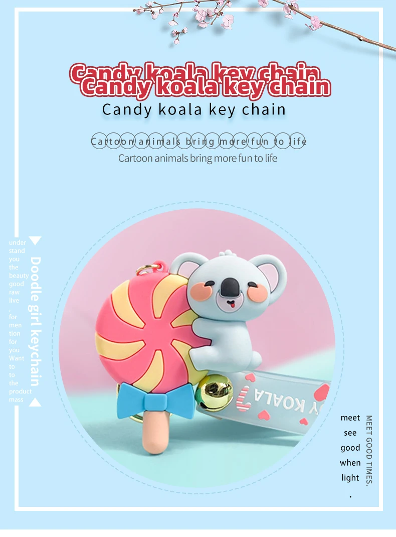 product 4 piece cute koala keychain set soft pvc animal pendant for bags  car keys birthday gifts for women-2