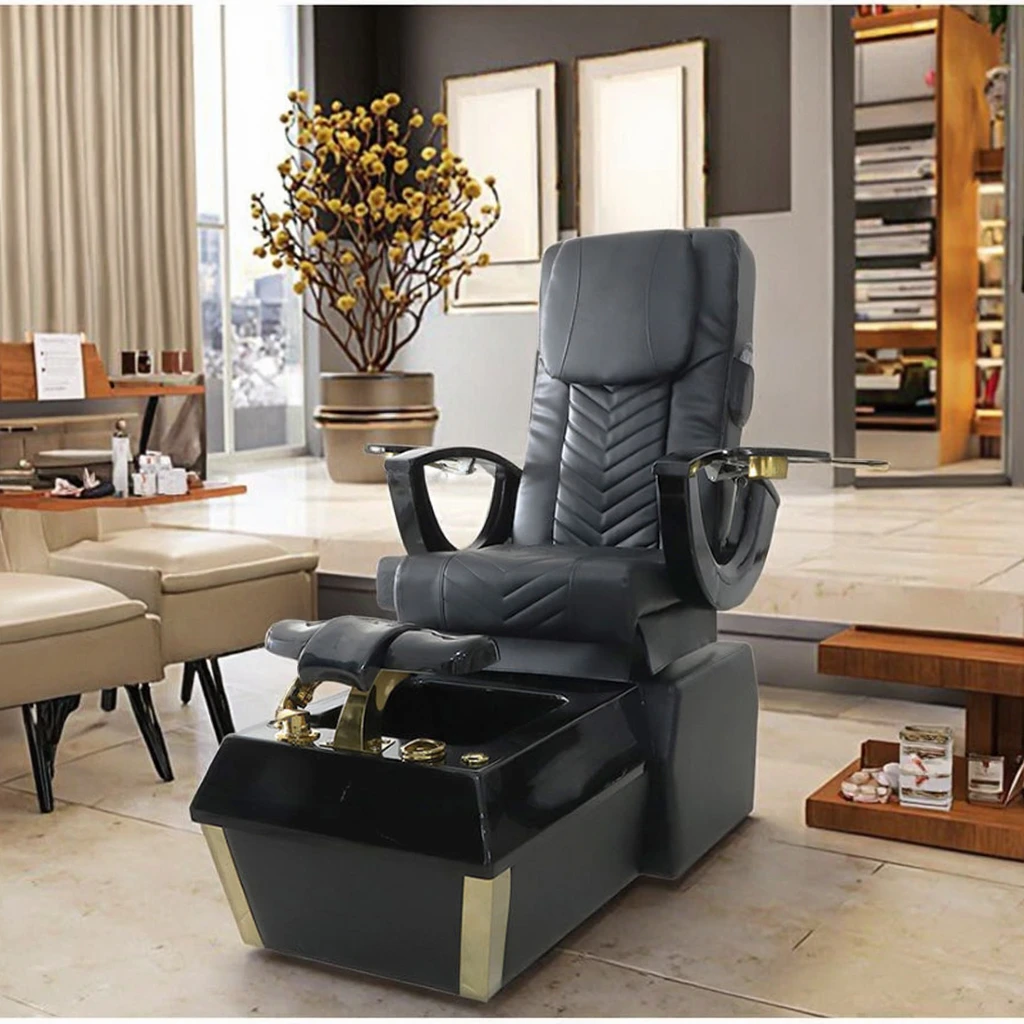 Modern Beauty Salon Equipment Professional Foot Spa Manicure Chair Luxury  Black Pedicure Chair for Nail Salon