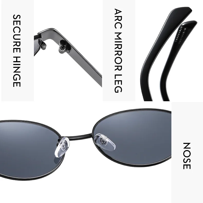 Nuevas gafas de sol de metal con marco ovalado, gafas de sol de alta calidad, logotipo personalizado, gafas de sol para exteriores para hombres y mujeres