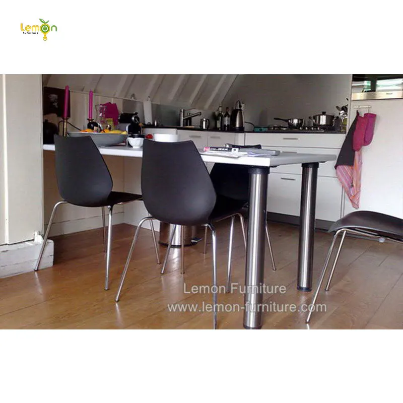 High Quality White Without Arm Metal Feet Plastic Chair for Restaurant