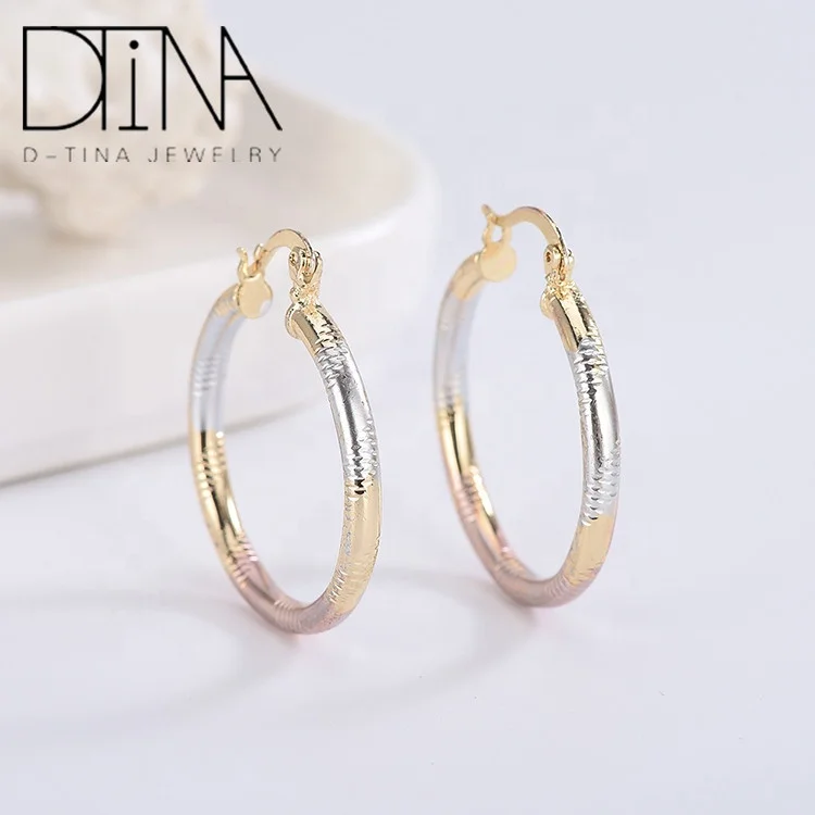 tricolor gold earrings hoops