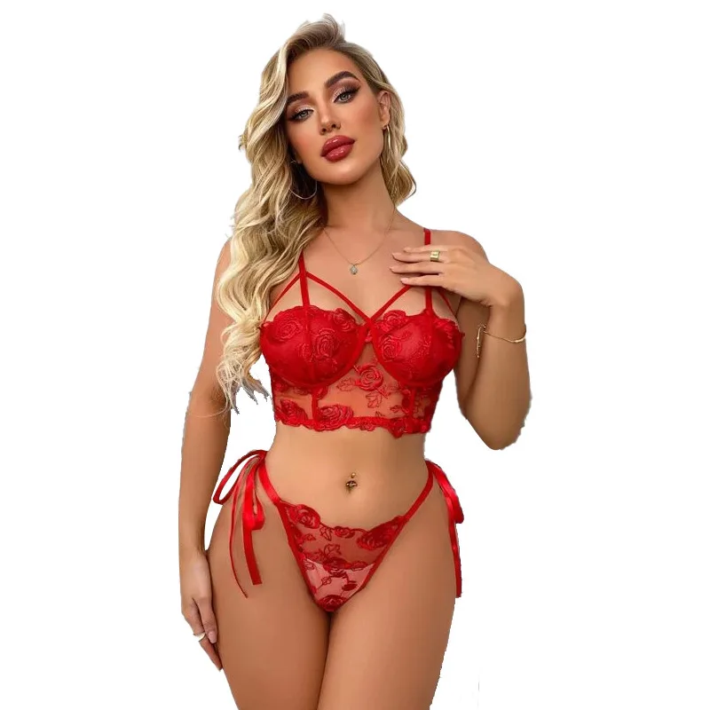 Lencería roja sexy para mujer, regalo de San Valentín, lencería