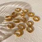 Gold 2022 Chunky Twist Croissant Huggie Earring Stud Custom Gold Plated Stainless Steel Hoop 18k Gold Plated Stainless Steel Earrings