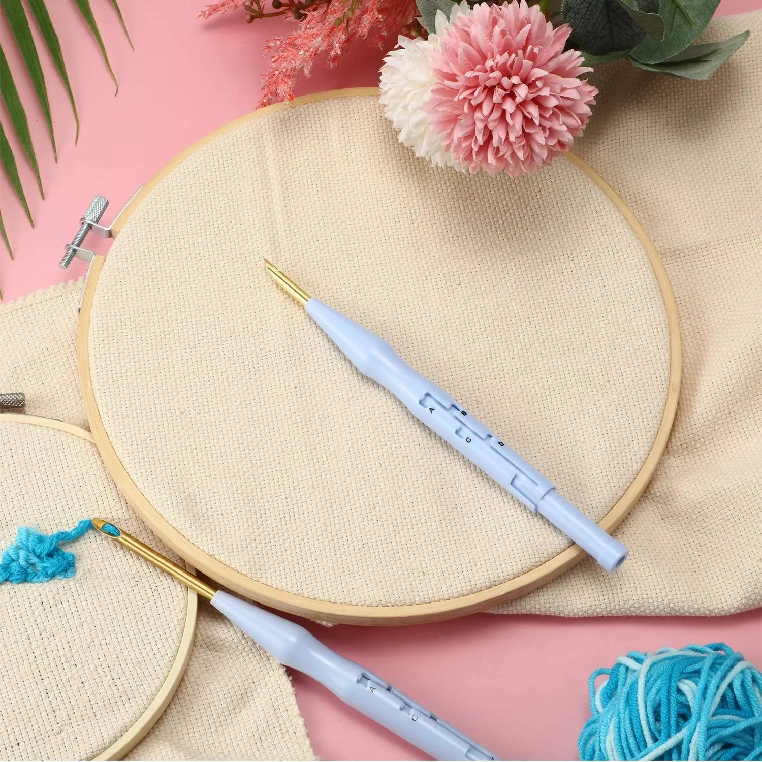 Magic Handle DIY Knitting Stitch Crochet Tool Set Fashion Square Plastic Punch Needle 3mm Thickness for Embroidery Stitching