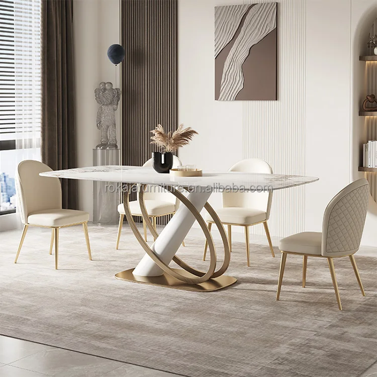 Luxury French Dining Table Set Modern Slate Restaurant Kitchen Dining ...