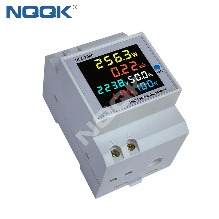 D52-2066 Voltage Current Active Power Factor Frequence Energy DIN-Rail Multi Function Color Digitial Meter