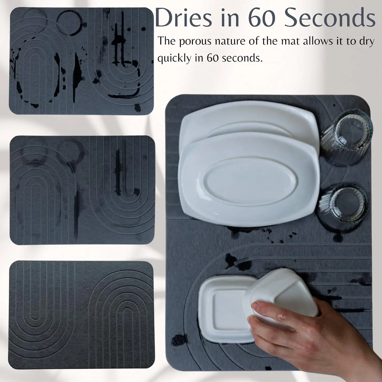 Wholesale Cheap Custom Stone Dish Drying Mat for Kitchen Counter Super Absorbent Fast Drying Diatomaceous Earth Dish Drying Mat