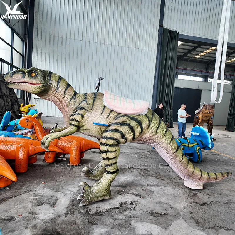Haichuan New Design Three Wheels Life Size Animatronic Dinosaur Ride Machine for Mall Amusement Park Kids Adults Ride on Dinos