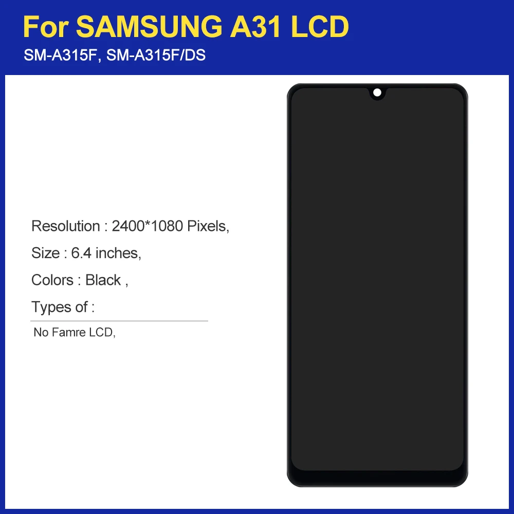 ЖК-дисплей для Samsung Galaxy A11/A21/A31/A51/A71 сенсорный экран с дигитайзером и рамкой samsung A315 A515