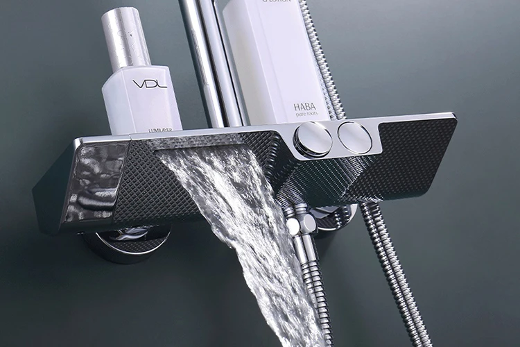 Juego de mezclador termostático de ducha de baño de latón de 3 funciones