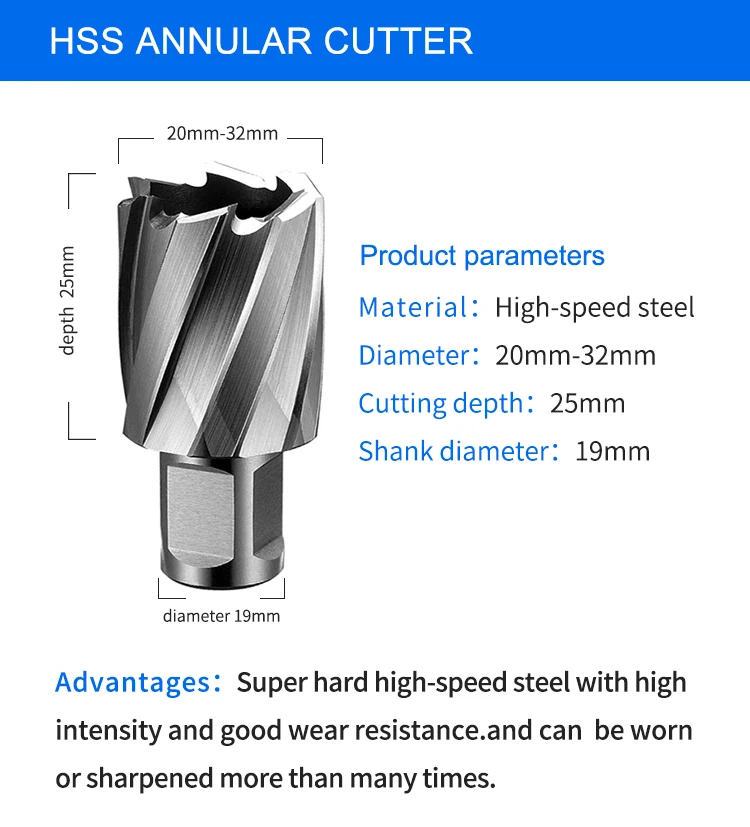 1 Inch Diameter Tct Rail Annular Broach Cutter Weldon Shank Drill Bits ...